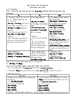Đề cương ôn tập hóa 8 năm học 2014 -2015